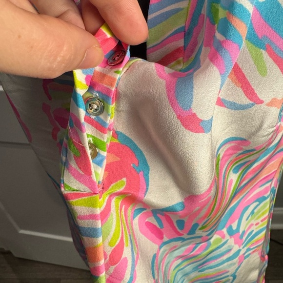 Lilly Pulitzer Stacey top shellabrate 100% silk sleeveless colorful vibrant - Picture 4 of 8